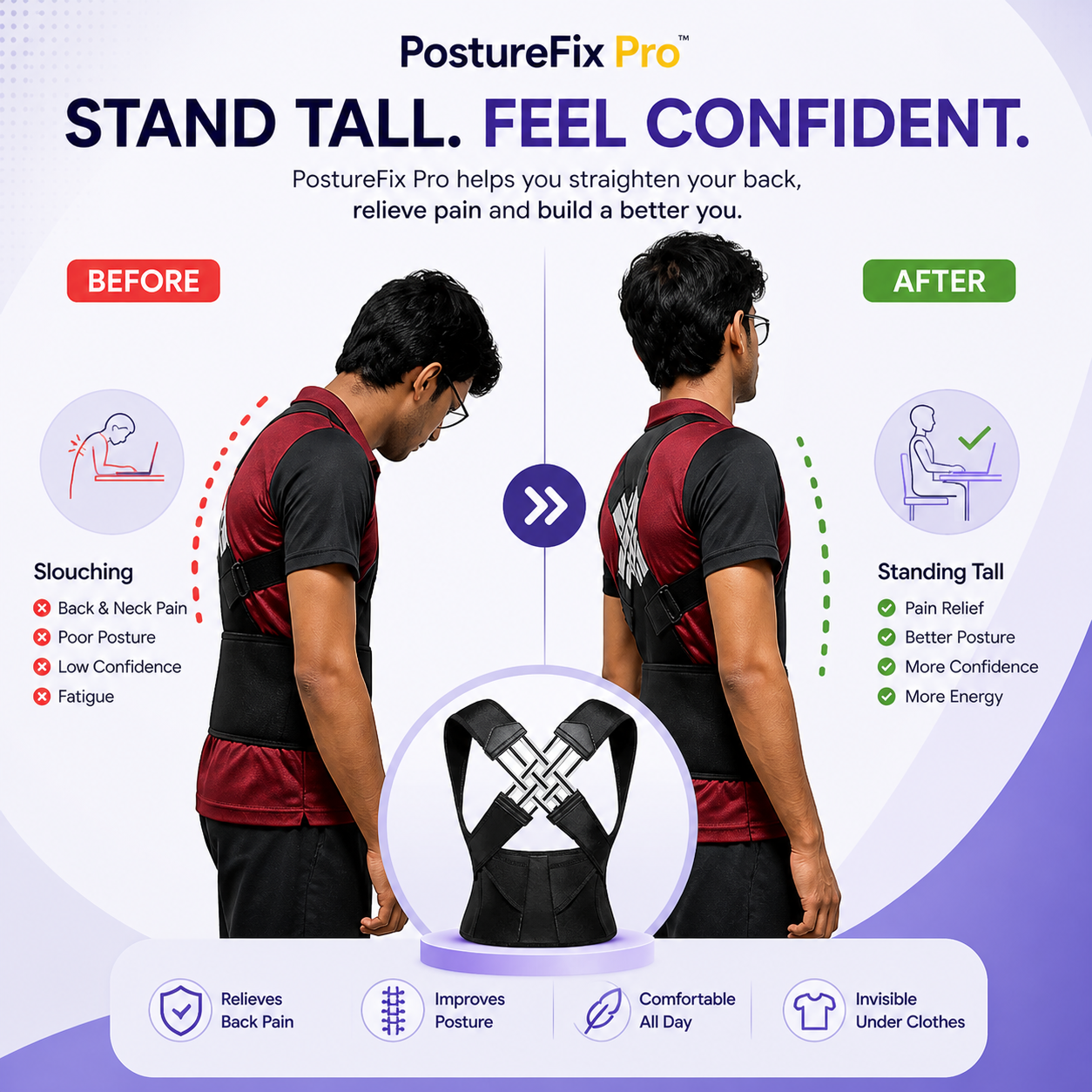 PostureFix Pro (Unisex + Free Size )